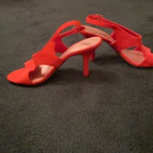 Orange high heel sandals